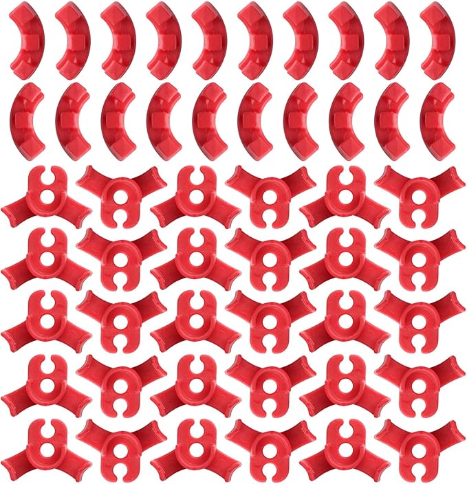 TNJPSEK 50 Pcs Plant Training Clips, Adjustable Low-Stress Training Plant Clips, Reusable 90-Degree Bendies Folder to Bend for Tomatoes Cucumbers Beans Climbing Plants in Indoor Outdoor Gardens (Red)