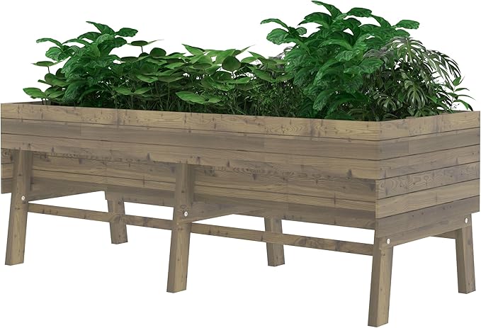 BlueWish 28.5" H Raised Garden Bed, Raised Garden Beds Outdoor with Detachable Liner, Elevated Planter Box Stand for Patio, Backyard, 6 Legs, 837lbs Capacity, Brown