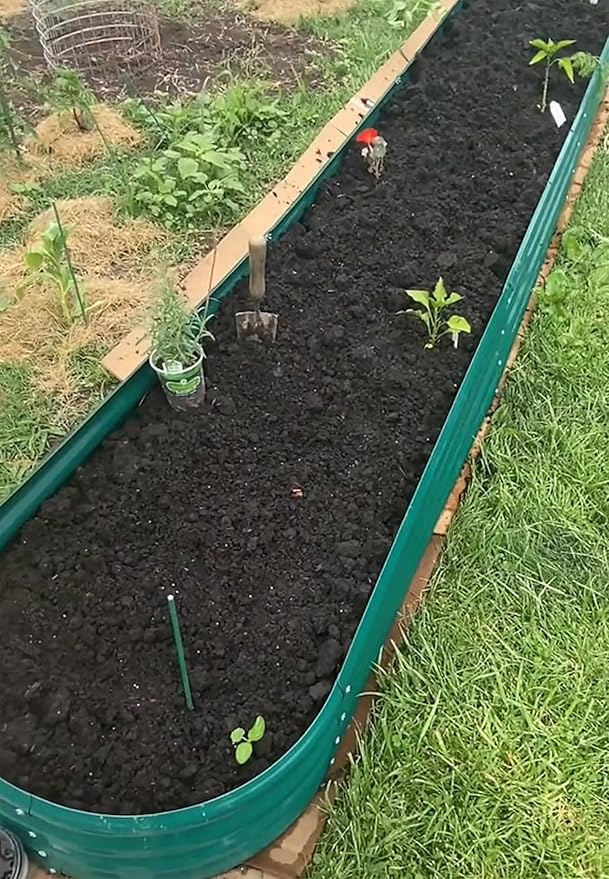 2 Pack 12x2x1FT Galvanized Raised Garden Bed Kit Oval Metal Ground Planter Box Outdoor Bottomless Planter Raised Beds for Vegetables Flowers Herbs Fruits, Green
