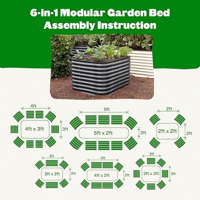 Epic Gardening 6-in-1 Modular Galvanized Raised Garden Bed Kit, 29" Tall Metal Planter Box, Durable Aluzinc Steel Raised Garden Bed Outdoor for Vegetables, Herbs, Flowers & Fruits - Small Slate Grey