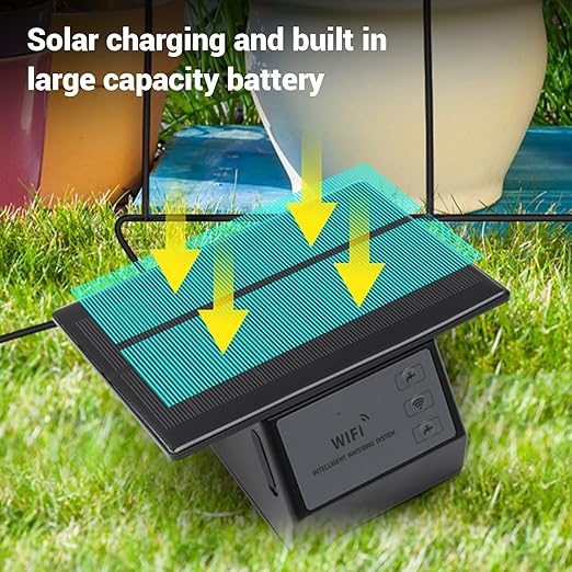 Solar Drip Irrigation System Kit, APP Remote Control 2000mAh Automatic Watering Drip Irrigation System, Smart Timing Plant Waterer Outdoor for Up to 10 Indoor Plants