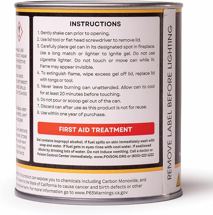 Superior Trading Co. Real Flame Gel Fuel Cans for Fireplace, Clean-Burning Ethanol Fuel Gel, Smoke-Free, 3-Hour Burn, Indoor Safe, 368g, 12 Pack