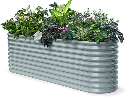 Raised Garden Bed 8x2x2.5 ft, 30" Extra Tall Galvanized Metal Planter Boxes Outdoor, Heavy Duty Flower Bed for Vegetable Fruit Herb, Modular Raised Bed Gardening Large Planters - Brooklyn Grey