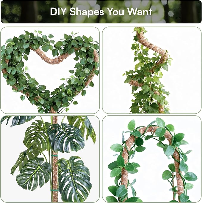2 Pack 63'' Bendable Moss Pole Monstera Plant Support for Indoor Climbing Plants, Tall Plant Stick Support Stake for Potted Plants, Pothos, Philodendron