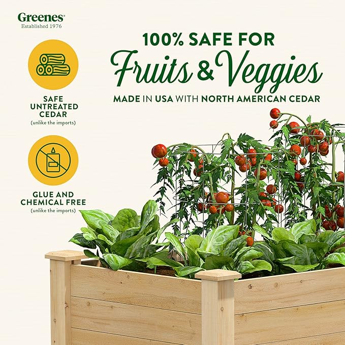 Greenes Fence Original Cedar Elevated Garden Bed, 24" W x 48" L x 31" H - Made in USA with North American Cedar