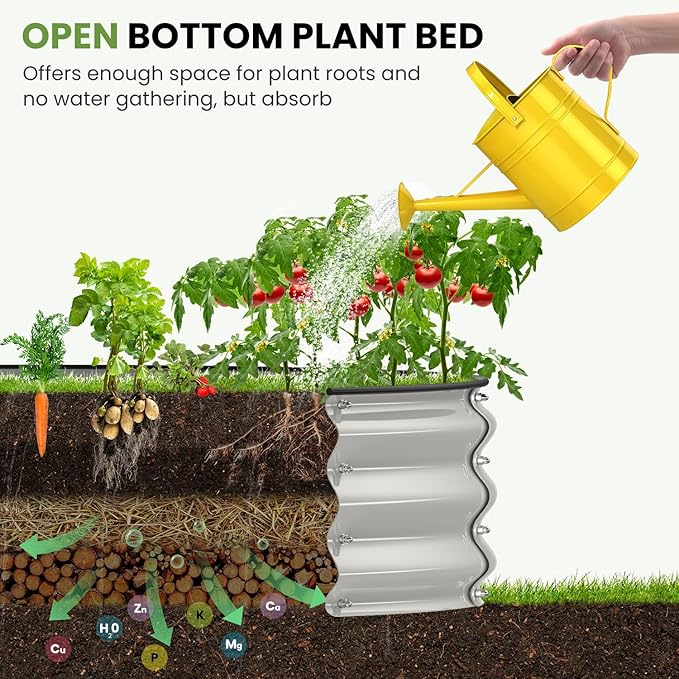 Galvanized Raised Garden Bed, 4x4x1 FT Raised Garden Bed for Gardening, Large Metal Planter Box for Vegetables Flower Herb(Pearl White)
