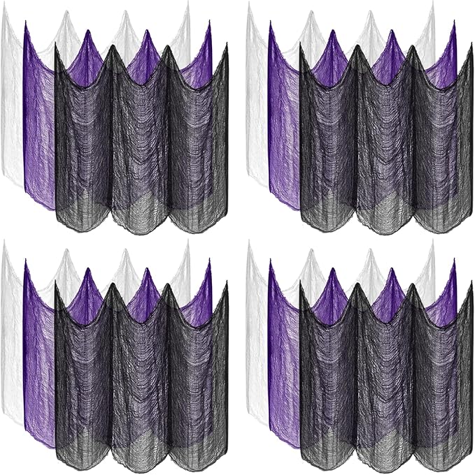 ZeeDix 12 Pack Halloween Creepy Cloth 30 x 75 Inch Halloween Decoration Spooky Scary Gauze Cloth Creepy Cheesecloth for Party Supplies Outdoor Yard Home Wall Doorways(3colors)