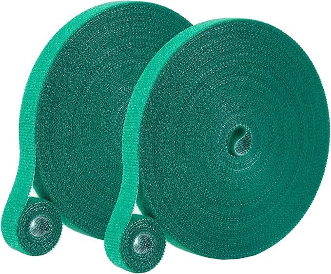 Tangyinrd 2 roll Garden Tie Green Tape Twist Ties for Plants Tomato Plant Support for Effective Growing for Climbing Plants,Reusable Adjustable Garden Plant Ties Gardening Strap