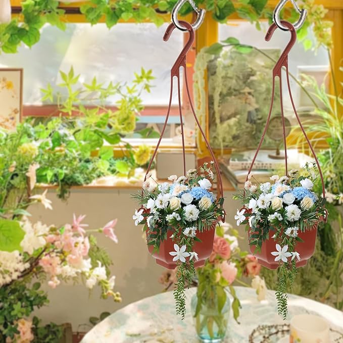 Plastic Hanging Planters 15 Pack Small 4 Inch Hanging Flower Pots with Hooks for Indoor Outdoor Garden Balcony Plants