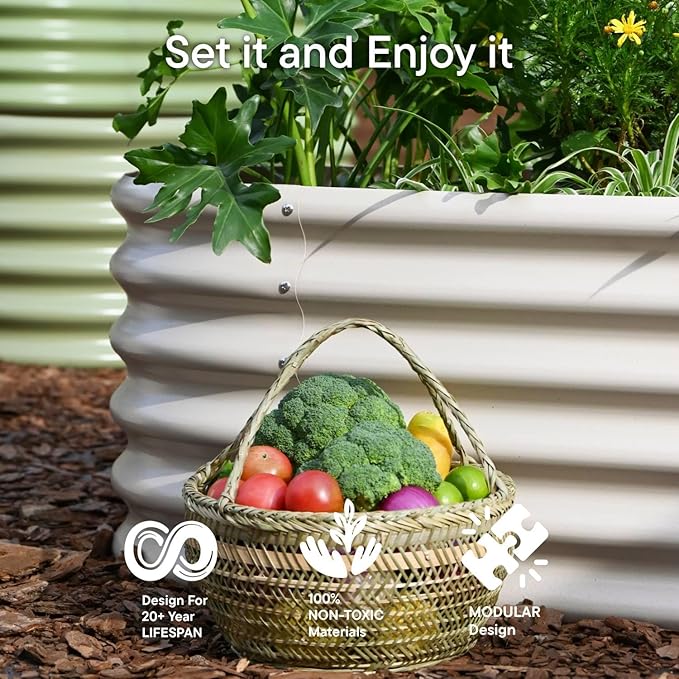 2-Pack Galvanized Raised Garden Bed 10x2x1.5 | 8x4x1.5 ft, 18" Tall Metal Planter Boxes Outdoor for Vegetable Herbs, Modular Raised Flower Bed for Gardening with Zn-Al-Mg Coated - Moss Green