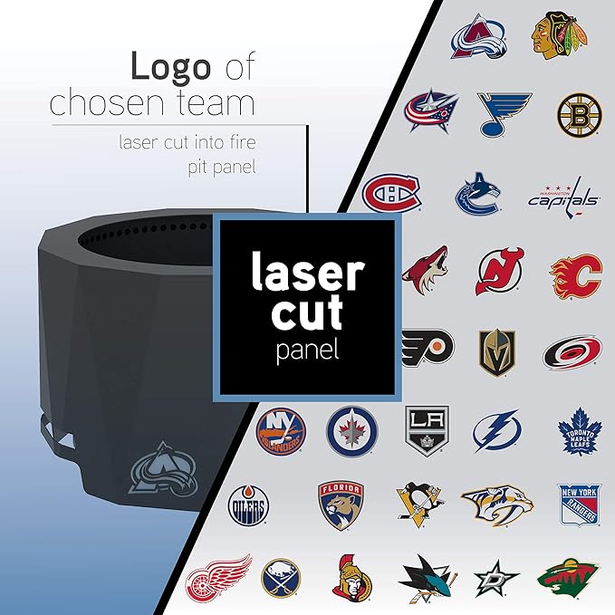 Blue Sky Outdoor Living NHL Buffalo Sabres 24” Steel Peak Patio Smokeless Fire Pit, Firewood and/or Wood Pellet Burning
