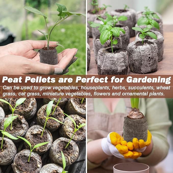 ZeeDix 100Pcs 36mm Peat Pellets for Seedlings, Seed Starter Pods Seed Starting Plugs Soil, Compressed Nutrient Block Potting Soil Discs Pellet for Planting Herbs Flowers Vegetables
