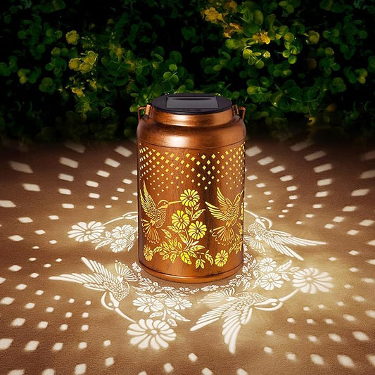 Hummingbird Solar Lantern Outdoor Waterproof Christmas Gifts for Women Mom Grandma Garden Decor Hanging Lights Metal Solar Decorative Outside for Patio Yard Pathway Landscape