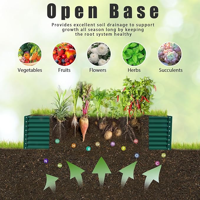 2 Packs Rectangular 8x3x2FT Galvanized Raised Garden Bed Kit Metal Ground Planter Box Outdoor Bottomless Planter Raised Beds for Vegetables Flowers Herbs Fruits, Green