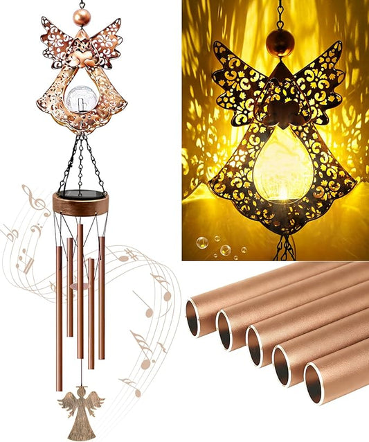 Wind Chimes Outdoor Indoor Decor: Valentines Day Gifts for Her Wife Women Mom Grandma Birthday - Outside Lights for Garden Yard Patio Porch (Angel)