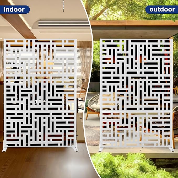 Outdoor Privacy Screen,72" H×47" W Metal Privacy Screen, Freestanding Privacy Fence Panels for Patio