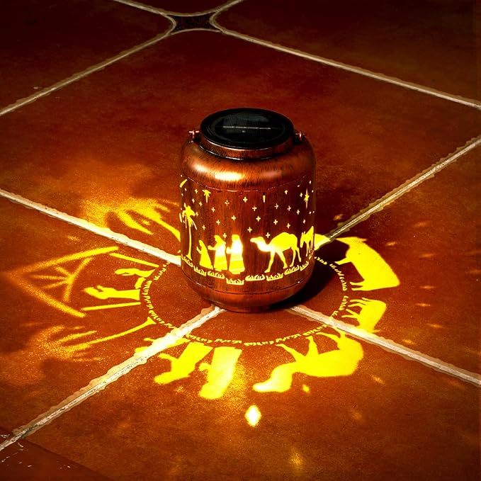 Homemory Christmaas Gifts for Women Mom Grandma, Solar Lanterns Christmas Nativity Scene Lights Outdoor Waterproof Garden Decor, LED Hanging Solar Lights for Yard, Patio, Porch
