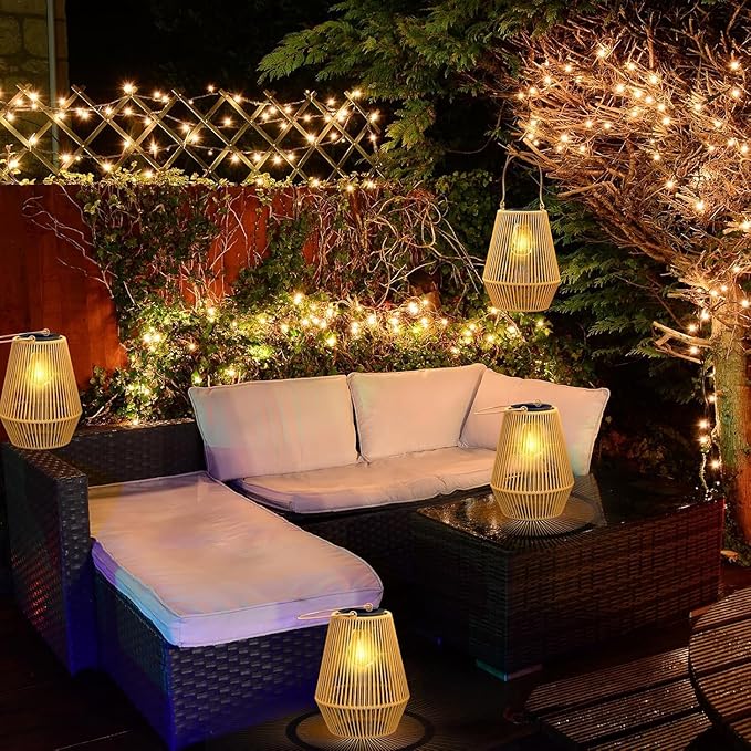 Solar Lanterns, KagoLing Solar Lanterns Outdoor Waterproof Gifts for Women Hanging Lights Outdoor Waterproof Lamp Lights Decoration for Outside Garden,Yard,Patio,Porch,Trees,Lawn,Pathway Decor, 4 Pack