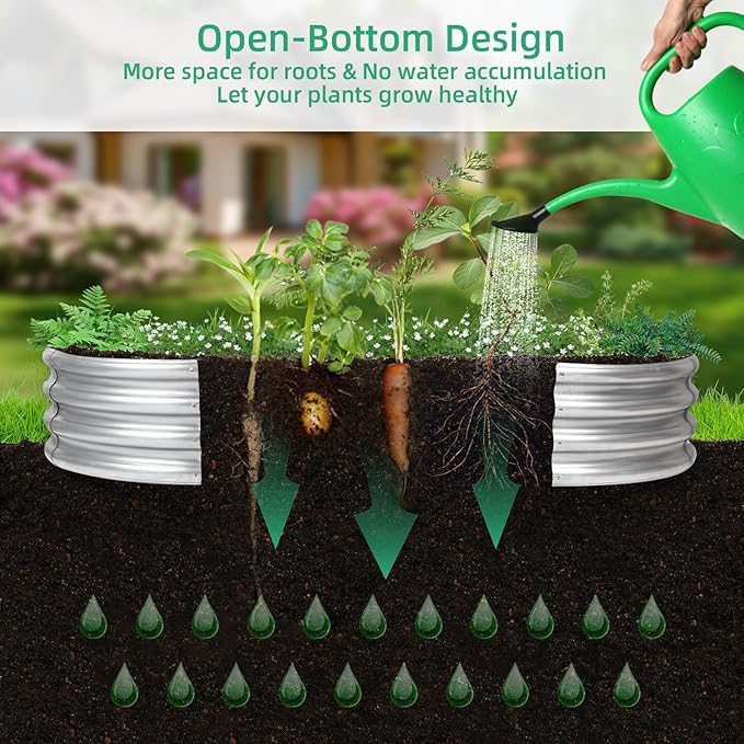 6x3x1 Ft Galvanized Raised Garden Bed, Easy-Assembly Metal Planter for Outdoor Vegetables, Flowers & Herbs