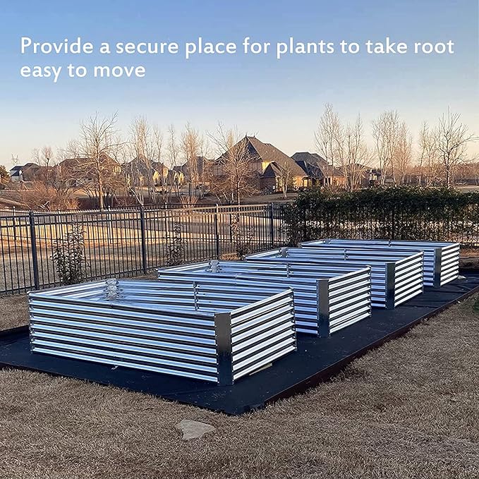 8×4×2 FT Galvanized Raised Garden Bed with 2Pcs Tomato Cage,Large Metal Raised Garden Bed Outdoor,Garden Metal Raised Planter Box for Gardening,Flowers, Herbs, Fruits