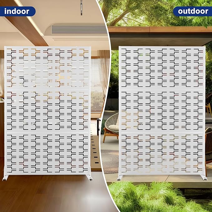 Outdoor Privacy Screen,72" H×47" W Metal Privacy Screen, Freestanding Privacy Fence Panels for Patio