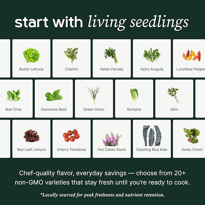 Farmstand Nook 4ft.7” Vertical Hydroponic Garden Tower - Self-Watering, Vertical Hydroponic Tower with LED Grow Lights, 20 Live Seedlings, Smart Timer - Indoor Vertical Growing Tower