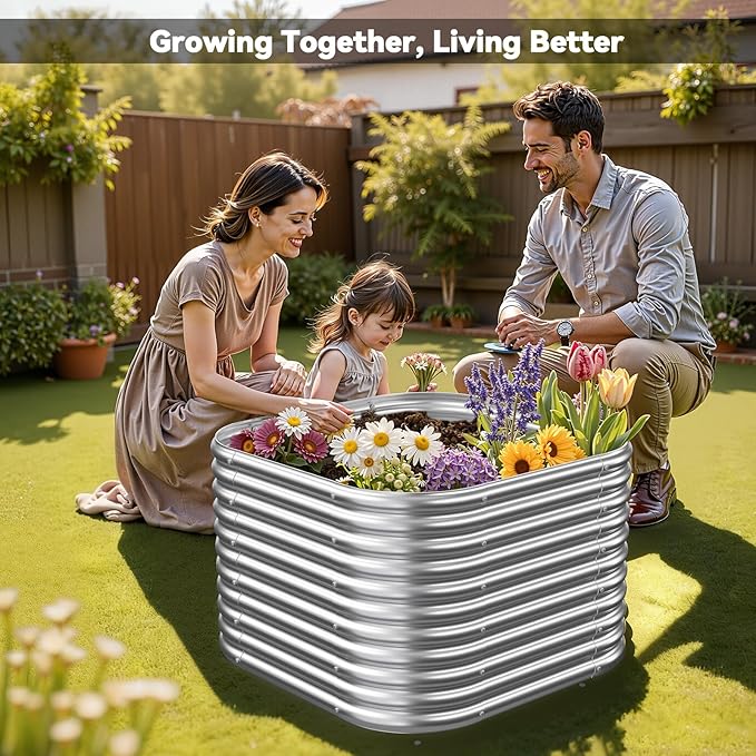 2 Pack Tall Galvanized Raised Garden Bed Outdoor,Metal Raised Garden Beds Kit for Vegetables,Steel Raised Bed for Gardening,Above Ground Garden Box for Flower-2x2FT