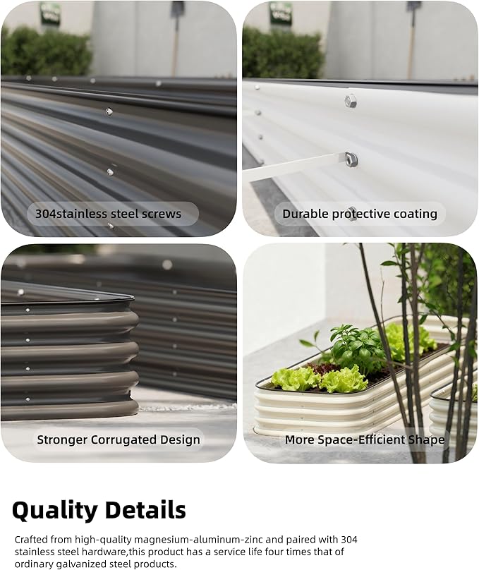 DaisyVibe Raised Garden Bed Kit, Planter Raised Garden Boxes Outdoor, Oval Large Metal Raised Garden Beds for Vegetables Flowers (Green, 5ftx2ftx1ft)
