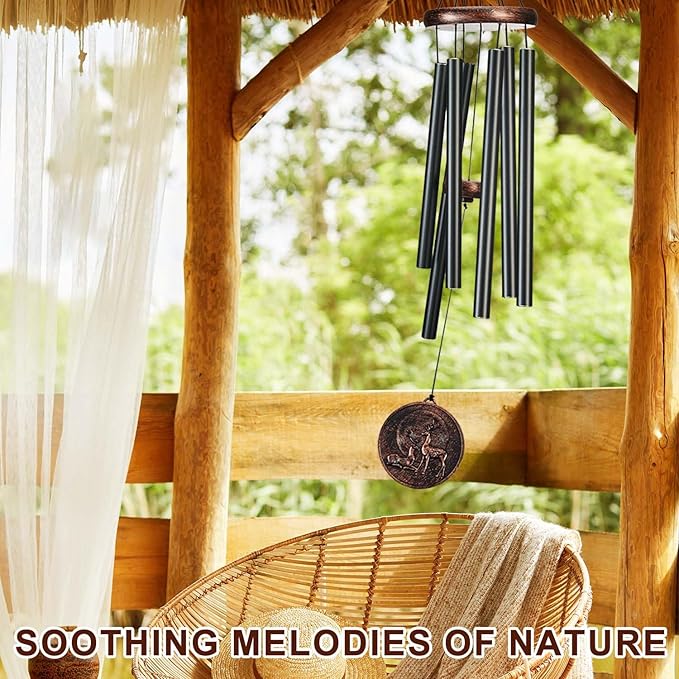 Wind Chimes for Outside, Vintage Deer Deep Tone Wind Chime Outdoor Clearance, Patio Porch Balcony Decoration, Garden Hanging Decor Gifts for Women Mom Grandma (34" Deer)
