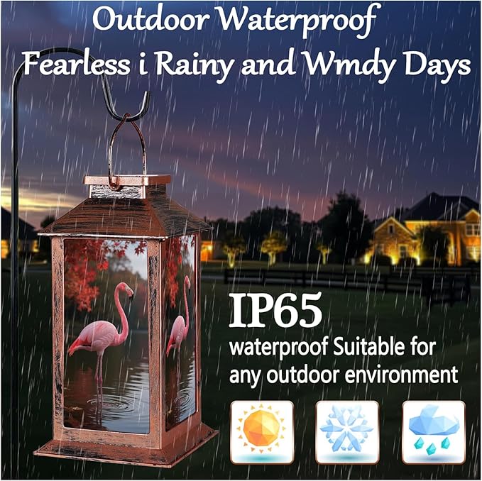 Flamingo Solar Lanterns Outdoor Waterproof Garden Decor,Hanging Solar Lights,Christmas Gifts for Women Mom Birthday Gifts Ideas for Yard Patio Lawn Tabletop Pathway Landscape Walkway Terrace Balcony