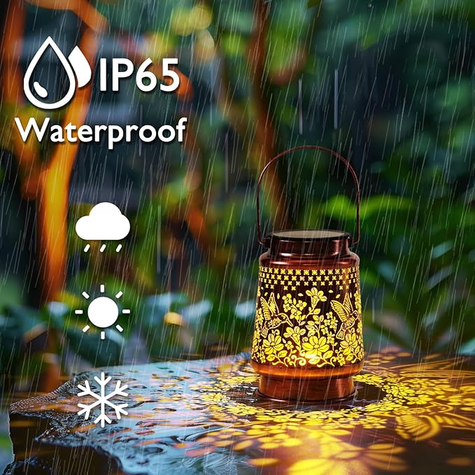 Homemory Christmas Gifts for Women Mom Grandma, Solar Lanterns Hummingbird Lights Outdoor Waterproof Garden Decor, LED Hanging Solar Lights for Yard, Patio, Backyard, Porch, Lawn