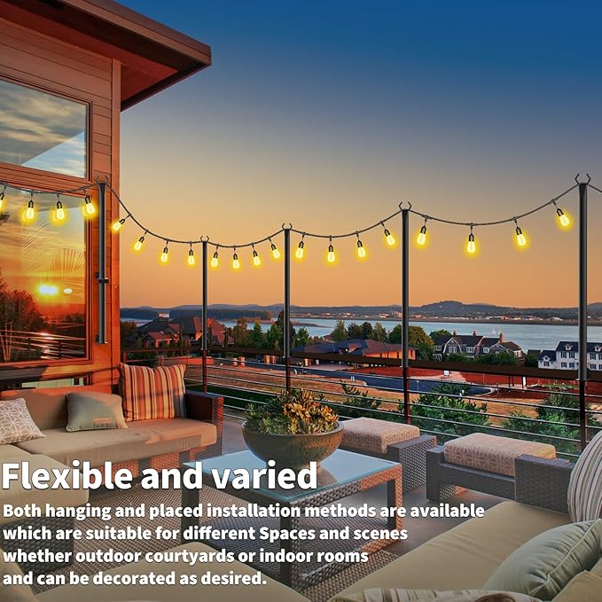 AILBTON 8 Pack 5Ft String Light Poles,Light Poles for Outside String Lights,Outdoor Light Poles with Fence Bracket,Metal Pole Stand for Patio,Backyard,Deck