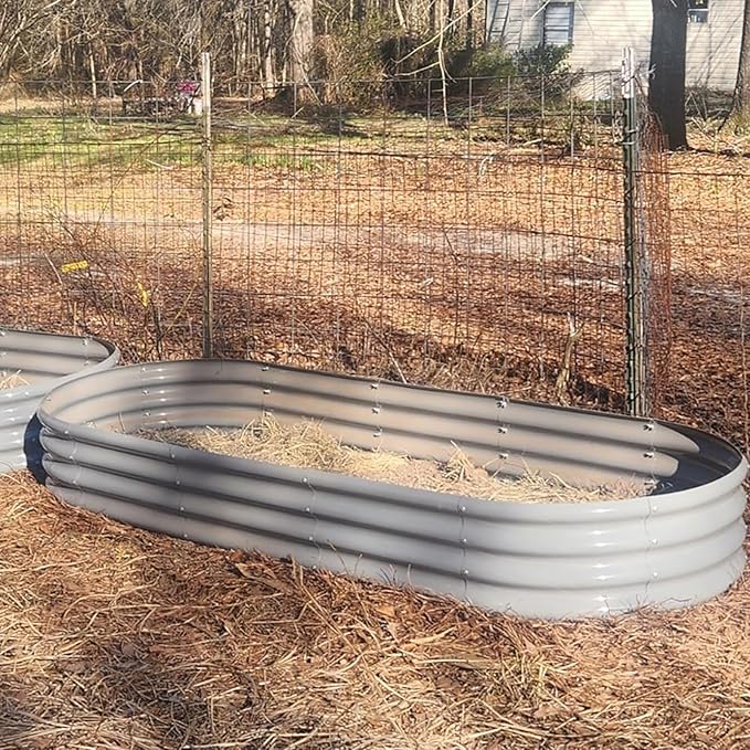 4 Pack 8x3x1FT Galvanized Raised Garden Bed Large Metal Planter Box Kit Elevated Raised Garden Planters for Outdoor Plants, Gray