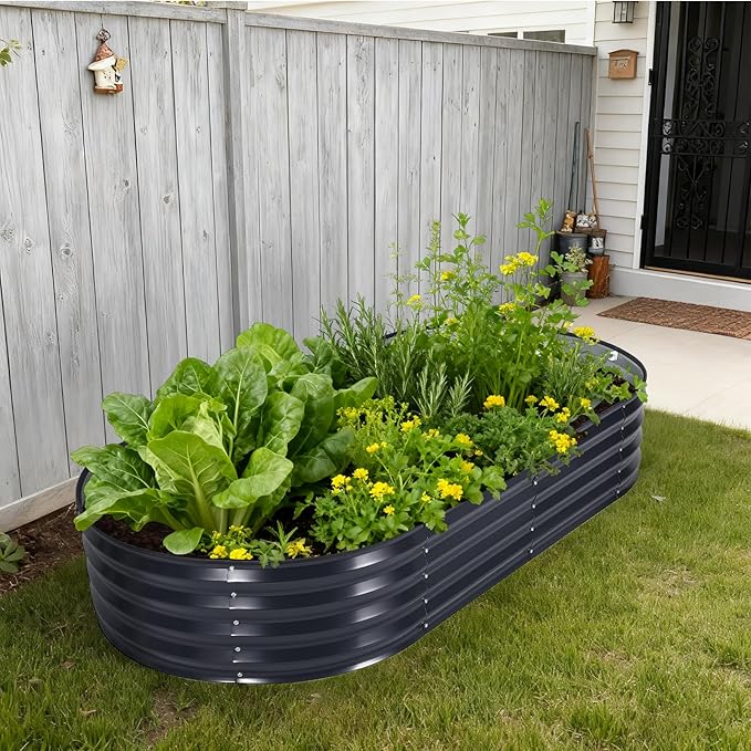 Galvanized Raised Garden Bed Kit with Cover Heavy-Duty Modular Metal Planter Raised Beds for Vegetables with Tool-Assisted Simple Assembly, Reinforced Panels & Optimal Drainage