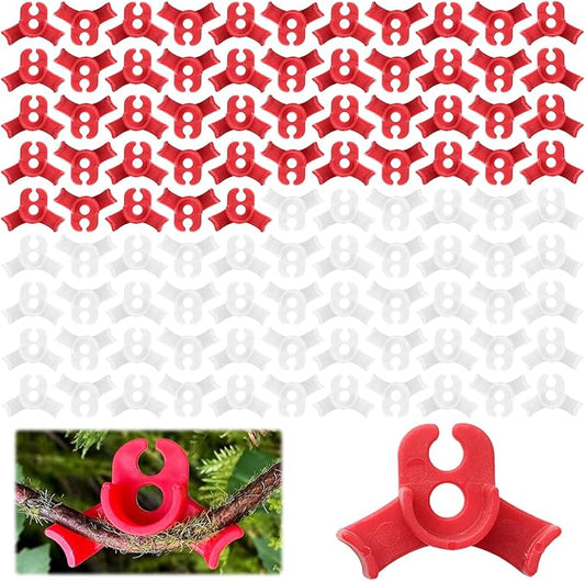 TNJPSEK 100 Pcs Plant LST Cilps, Low-Stress Plant Training Clips, Reusable 90-Degree Bendable Clips to Bend for Tomatoes Cucumbers Beans Climbing Plants in Indoor Outdoor Gardens (Red & White)