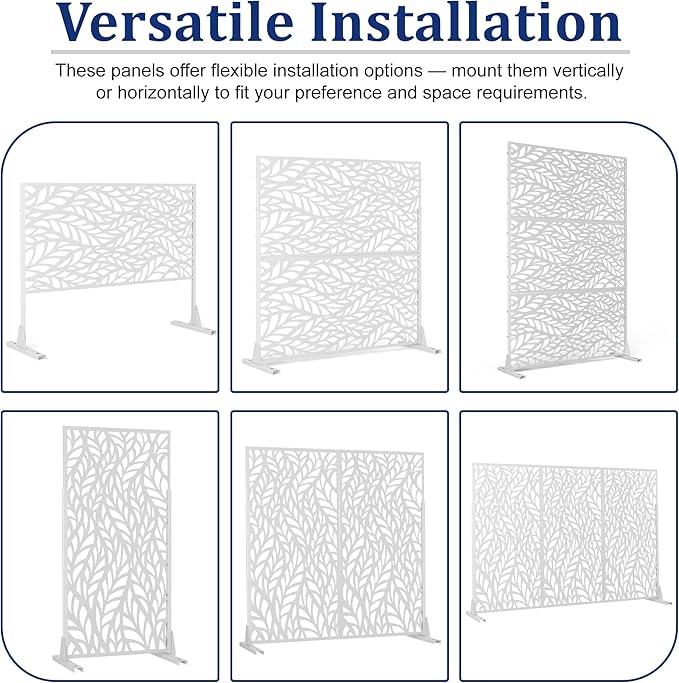 Outdoor Privacy Screen,72" H×47" W Metal Privacy Screen, Freestanding Privacy Fence Panels for Patio