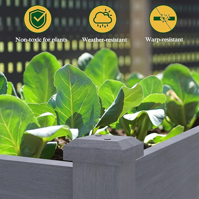 MUPATER 4 x 2FT Raised Garden Bed, Elevated Garden Bed with Drainage Holes, Planter Box with Four Wheels and Legs for Herbs and Vegetables, Greenhouse, Garden, Farm, Gray