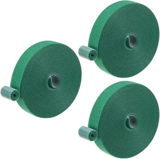 3-Roll Garden Plant Tape, 16 ft x 0.6 in Garden Hook and Loop Plant Ties Multi-Purpose Use Adjustable and Reusable Twist Wire Tape for Plants/Flowers/Vines [Green]