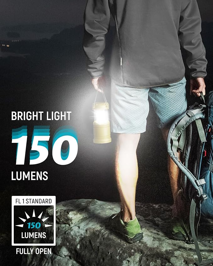 Lichamp 4 Pack LED Camping Lanterns, Battery Powered Camping Lights LED Collapsible Flashlight Portable Emergency Supplies Kit, A4YL