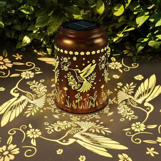 Christmas Present, Solar Lanterns Outdoor Waterproof, Garden Decor Gifts for Women Mom Grandma, Outdoor Hanging Lantern Solar Lights, Metal Decorative Light for Yard, Patio, Backyard, Porch, 1 Pack