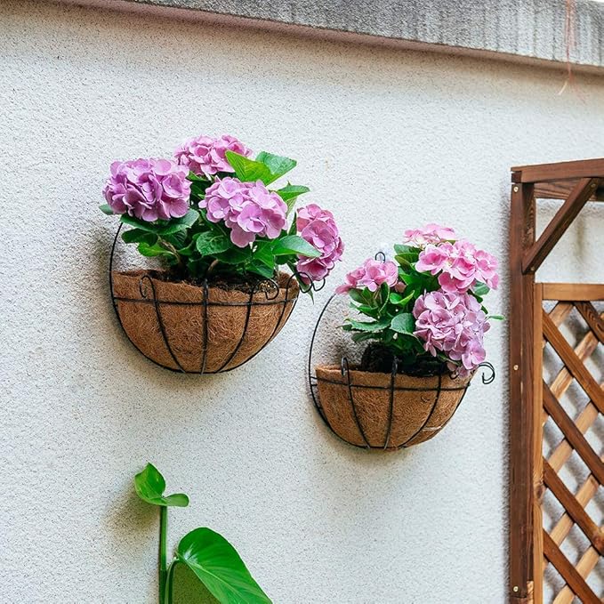 NUPTIO 2 Pcs Wall Hanging Planter Basket 12 inch Hanging Baskets for Plants, Hanging Planters Outdoor, Hanging Basket for Garden Decorations