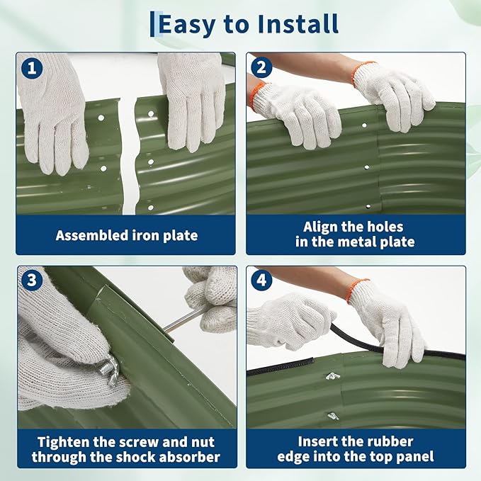 PeakPursuit 6X3x1Ft Galvanized Raised Garden Bed Kit, Metal Planter Box, Oval Raised Beds with Open-Ended Base for Vegetables, Flowers, Herbs & Fruits