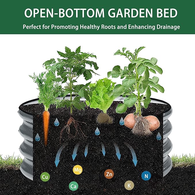 Gartist 2 Pcs 2x2X1 ft Metal Galvanized Round Raised Garden Bed Kit Outdoor, Cream White Planter Garden Bed, Raised Box for Vegetables, Fruits, Flowers & Herbs