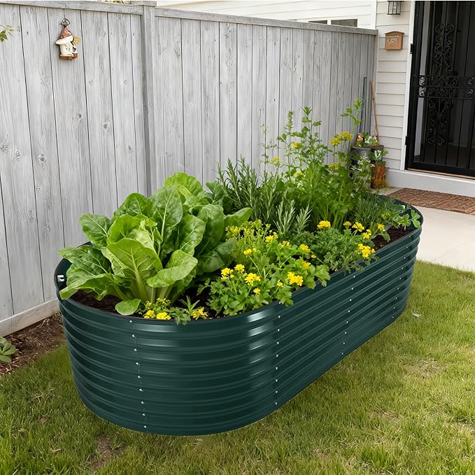 Galvanized Raised Garden Bed Kit with Cover Heavy-Duty Modular Metal Planter Raised Beds for Vegetables with Tool-Assisted Simple Assembly, Reinforced Panels & Optimal Drainage