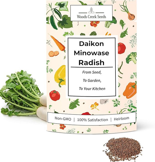 Daikon Minowase Radish Seeds for Planting - Over 450 Heirloom Non-GMO Radish Seed Pack - Premium Radishes for Sprouting - Fast-Growing Japanese Radishes for Your Vegetable Garden | Woods Creek Seeds