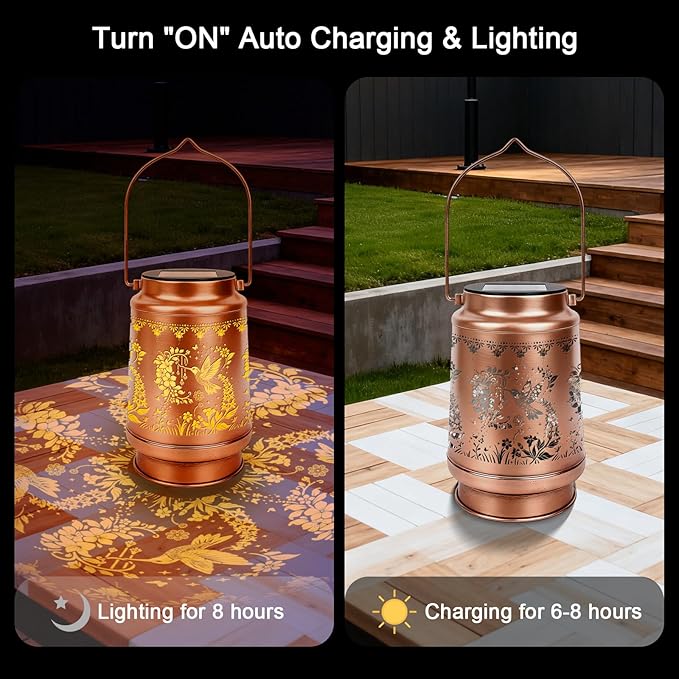 Hummingbird Solar Lanterns Outdoor Waterproof - Wxiben Hummingbird Gifts for Women Mom Grandma, Birthday Christmas Mother's Day Housewarming Gifts, Humming Bird Decor Solar Lights for Tabletop Lawn