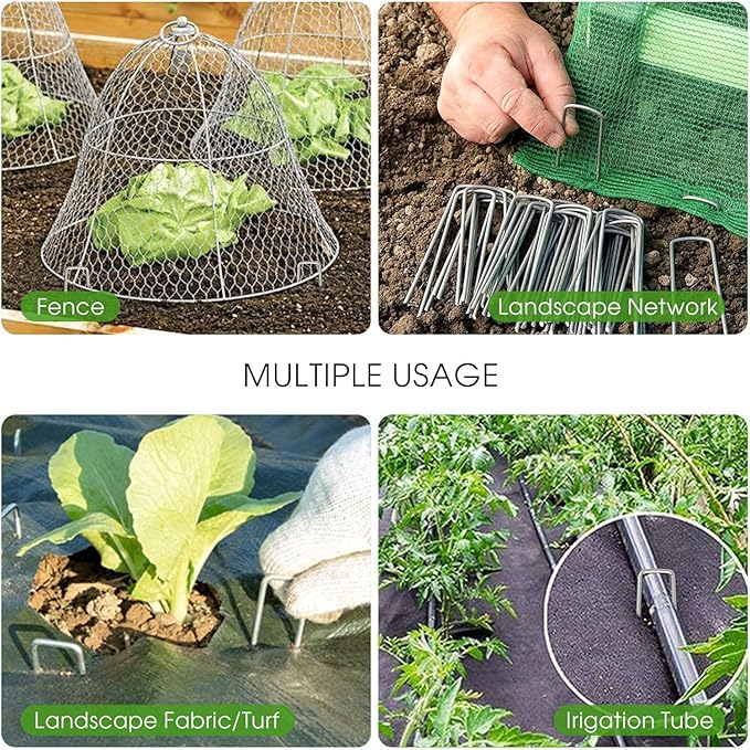 6 Inch Galvanized Garden Landscape Staples Stakes, 25 50 100 PCS Anti-Rust Garden Staples Tent Ground Stakes U-Shaped Landscape Pins for Secure Lawn Fabric, Decoration (50, 6 Inch)