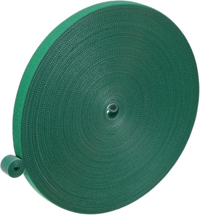 1-Roll Garden Plant Tape, 98 ft x 0.5 in Garden Hook and Loop Plant Ties Multi-Purpose Use Adjustable and Reusable Twist Wire Tape for Plants/Flowers/Vines [Green]