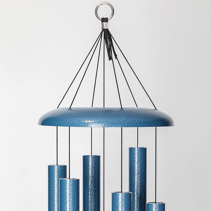 Corinthian Bells by Wind River – 44 inch Sky Blue Wind Chime for Patio, Backyard, Garden, and Outdoor Decor (Aluminum Chime) Made in The USA