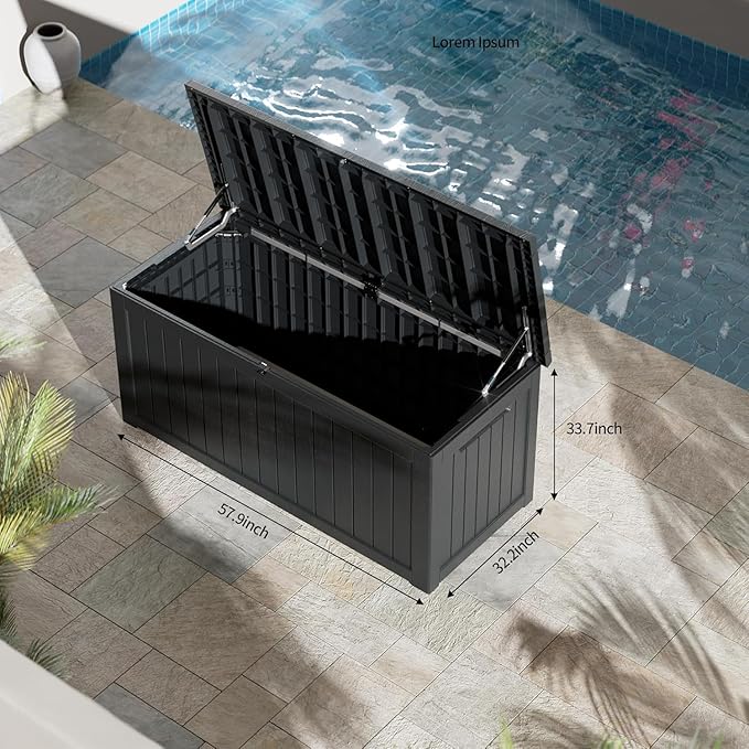 270GAL Deck Box - Black ，Large Capacity，UV-Resistant ，Deck Box，Patio，Yard，Garden Storage